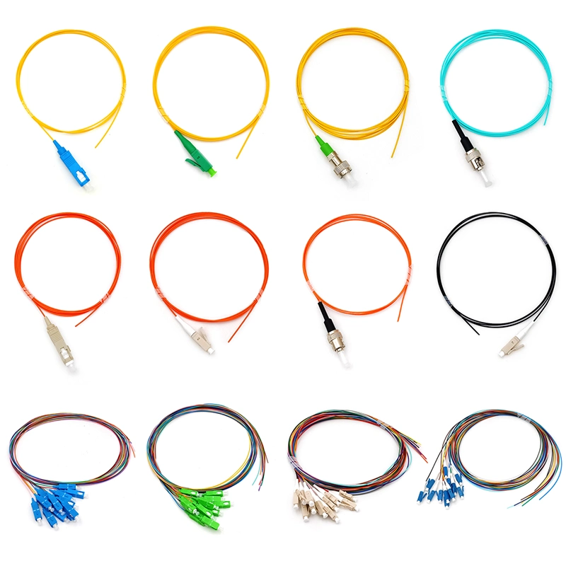 High Quality Indoor Fiber Patch Cord Drop Cable Single LC APC Optical Fiber Pigtail 12 Color Core Fiber Optic Sc LC FC St Pigtail Best Quality Factory Price