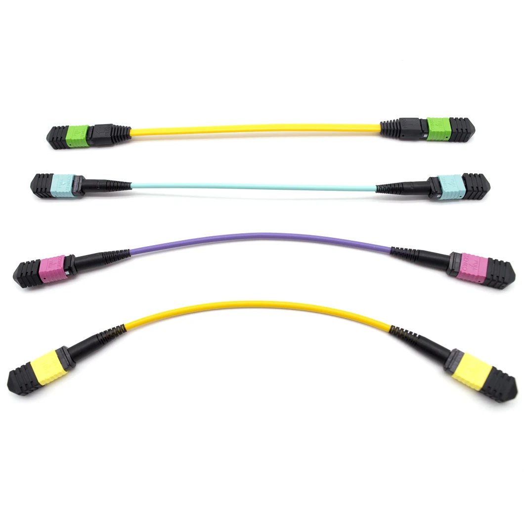 PVC/LSZH Yellow MPO Female to Female Single Mode Fiber Optic Cable Network