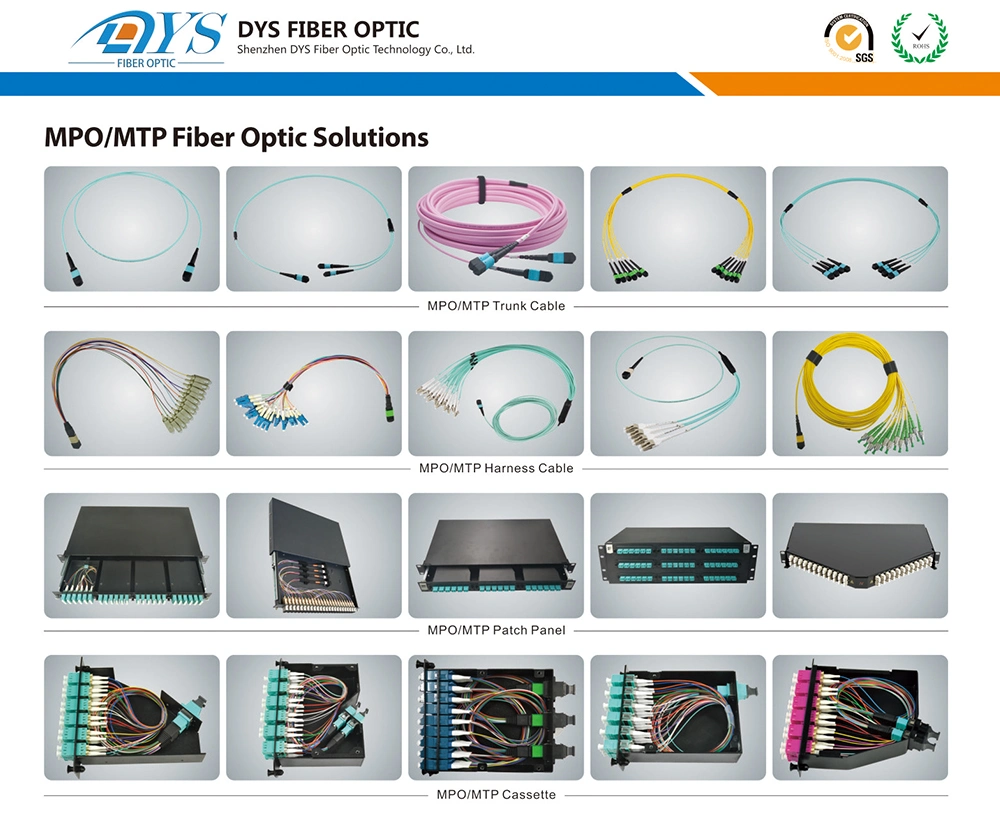 10g 40g MPO to MPO 12 24 Fibers Om4 (OM3) 50/125 Multimode Trunk Cable