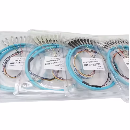 12 Color Bundle Fibra Optica Pigtails Patch Cable 12 Core Sc St LC FC APC Upc Fiber Optic Pigtail for Distribution Box