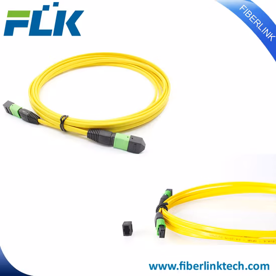 PVC/LSZH Yellow MPO Female to Female Single Mode Fiber Optic Cable Network